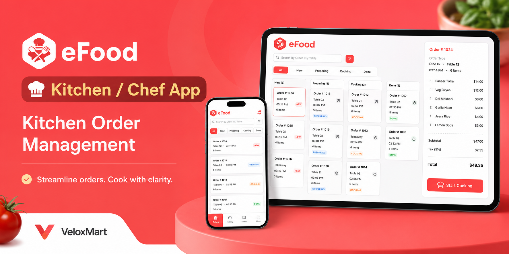 eFood Kitchen - Restaurant Kitchen Display App